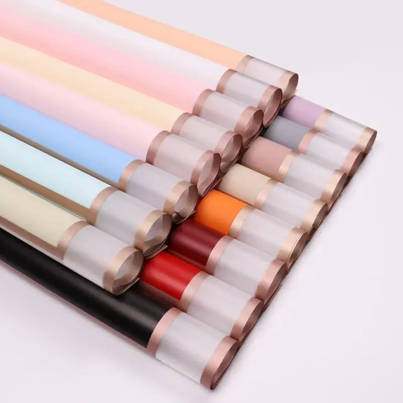 Waterproof wrapping paper with clear border